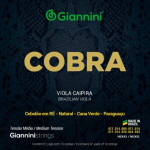 Encordoamento Para Viola Caipira Aço Média Série Cobra Giannini GESVNM