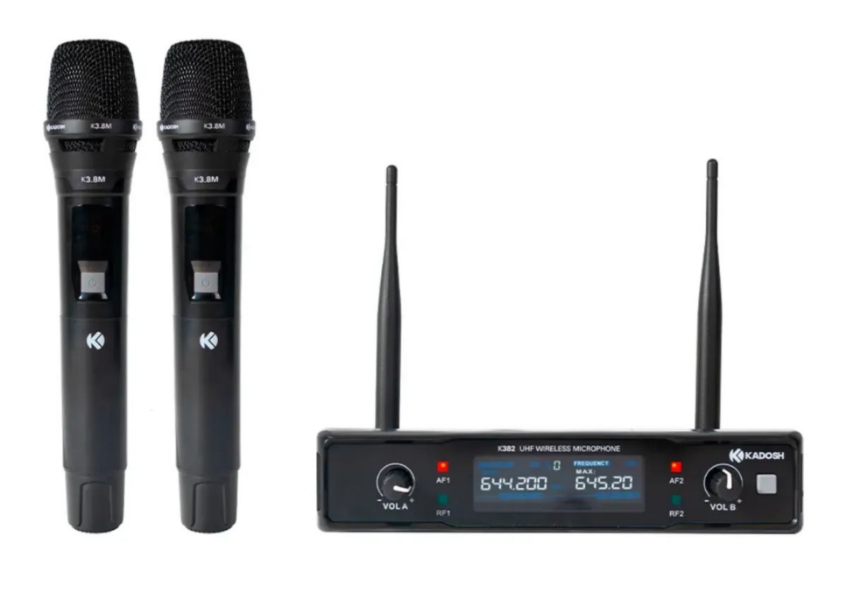 Microfone Sem Fio Duplo Uhf Kadosh-k-382m Cardióide