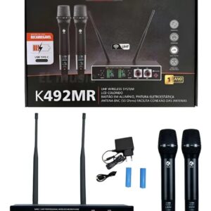 Microfone Sem Fio Duplo K492mr Kadosh Recarregavel Original