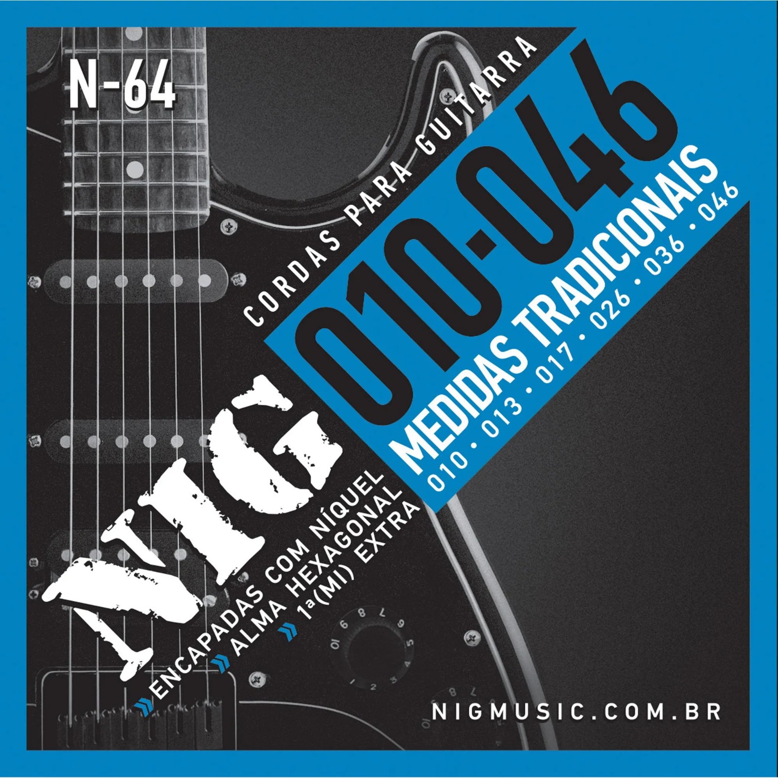 Encordoamento Para Guitarra .010 N64 NIG