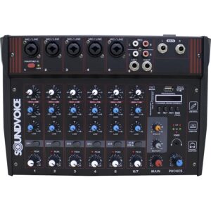 Mesa De Som Amplificada 300w Rms 7 Canais Soundvoice Ma-700