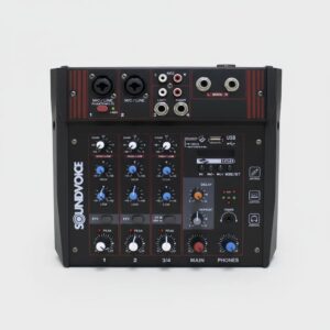 Mesa de Som Amplificada 4 Canais Soundvoice MA-400 300W Bluetooth USB